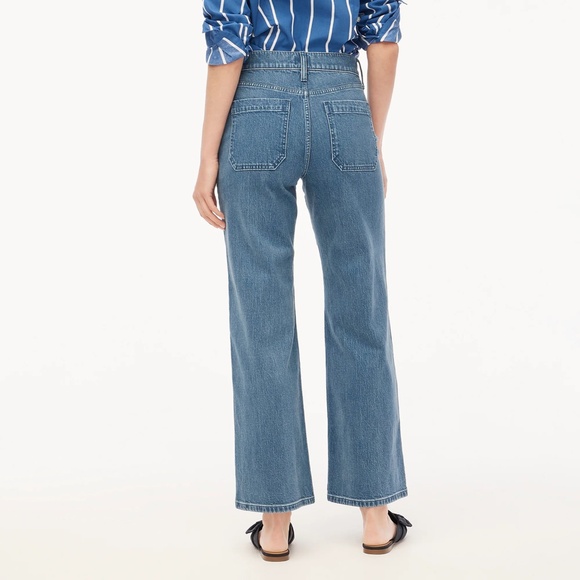 New JCREW Size 35 Wide-Leg Crop Jean Welt Pockets All-Day Stretch $118 CB374 - Picture 3 of 6